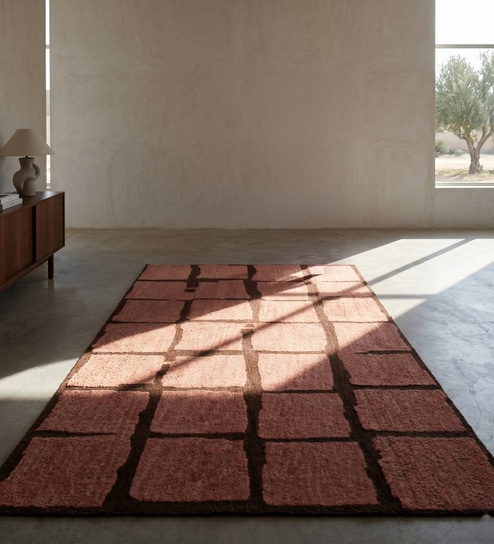 Baby Pink Natural Wool 8 X 8 Feet Rectangle Carpet-image-15