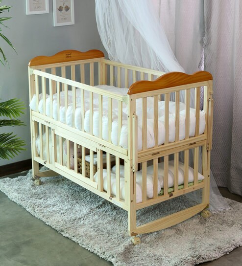 Baby Wooden Cot With Swing Mosquito Net By Mee Mee