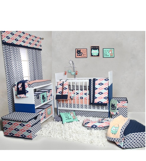 Buy Emma 10 Piece Crib Set In Mint Orange Navy By Bacati Online