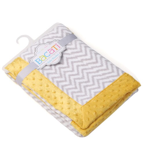 Buy Grey Zigzag With Yellow Border Baby Blanket By Bacati Online