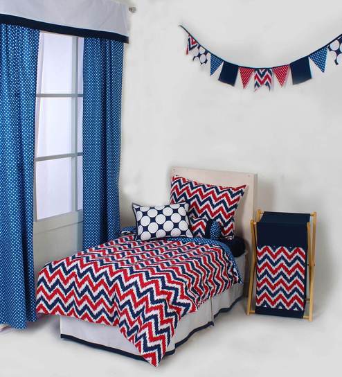 Buy Mix N Match Blue And Red Zigzag 4 Piece Toddler Bedding Set By