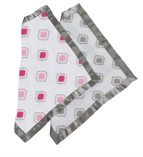 Buy Moroccan Tiles Muslin Security Blankets In Pink Grey Set Of