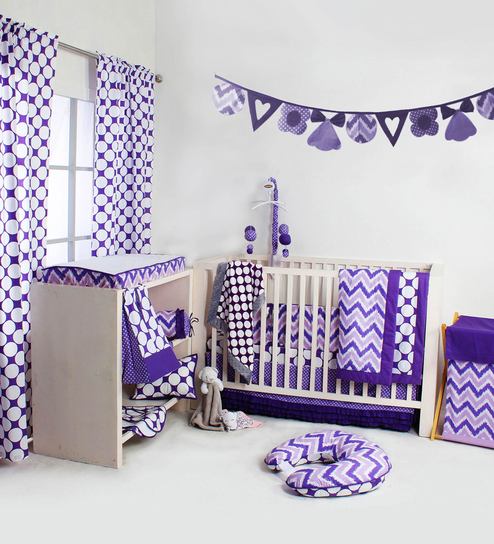 Buy Purple Zigzag Mix Match 10 Cs Crib Set By Bacati Online