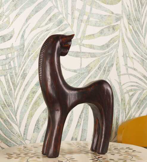 Backward Gazing Horse Resin Artifact (Brown)