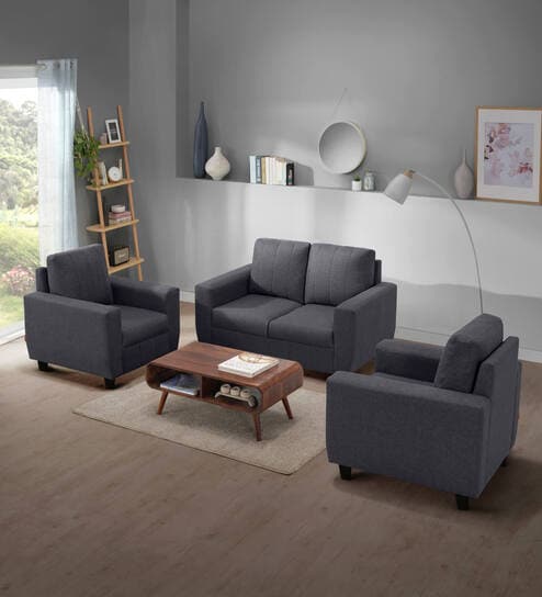 Bae 2+1+1 Seater Sofa Set In Stone Grey Colour