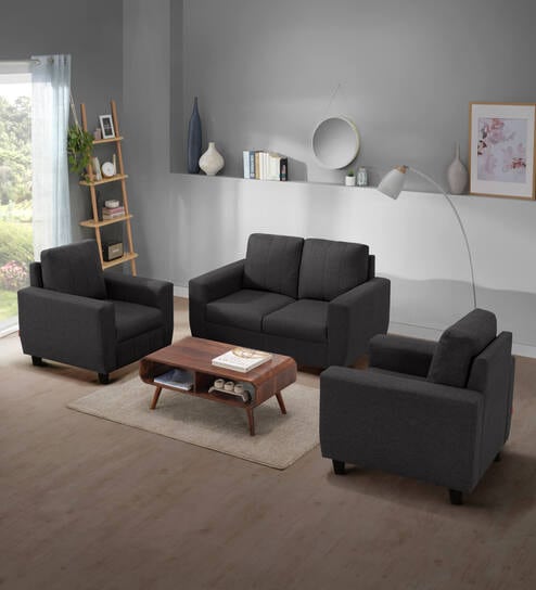 Bae 2+1+1 Seater Sofa Set In Woody Brown Colour