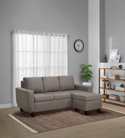 Bae Fabric Interchangeable RHS Sectional Sofa in Pebble Brown Colour