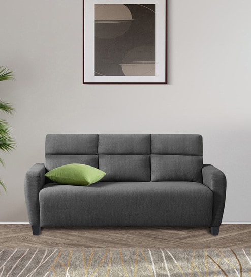 Bakadi Fabric 3 Seater Sofa in Charcoal Grey Colour