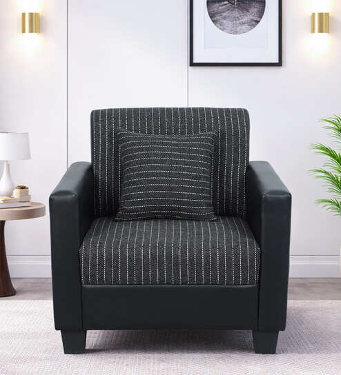 Baley Fabric 1 Seater Sofa In Lama Black Colour