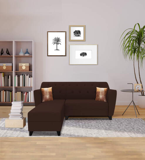 Bali Fabric RHS Sectional Sofa (2+Lounger) In Mahogany Colour