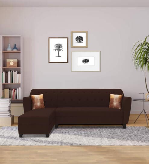 Bali Fabric RHS Sectional Sofa (3+Lounger) In Mahogany Colour