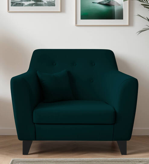 Bali Velvet 1 Seater Sofa In Emerald Green Finish