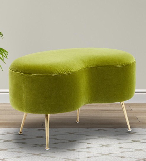 Ballared Seating Stool In Dark Apple Green Colour Colour