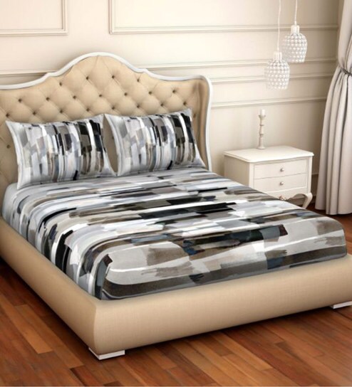 Buy Bamboo Charcoal Cotton 220tc King Size Bedsheet With 2 Pillow