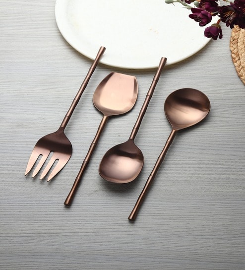 Bamboo Elegance Rose Gold Serving Set
