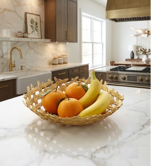 Gold Bamboo Fruit Basket