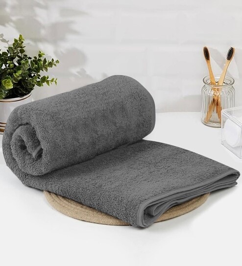 Grey Cotton 400 GSM Bath Towels Set of 2