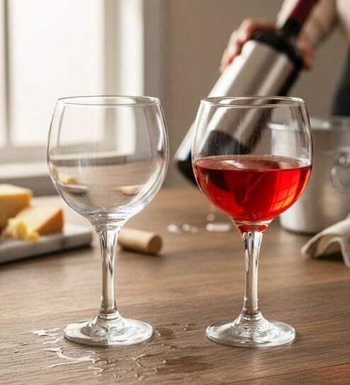 Barone 490 ml Wine Glass Set of 2 from Brazil | Crystal Red & White Wine Glasses for Home, Bar, Parties | Elegant Stemware for Cabernet, Pinot Noir, Chardonnay & More
