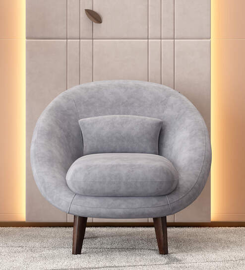 Barret Fabric 1 Seater Sofa In Grey Color