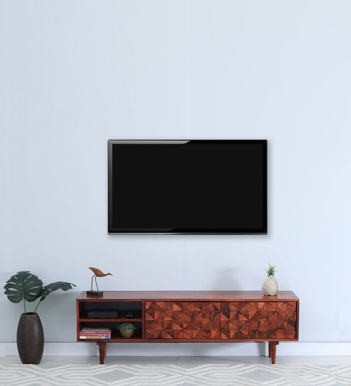 Basel Sheesham Wood TV Unit in Scratch Resistant Honey Oak Finish