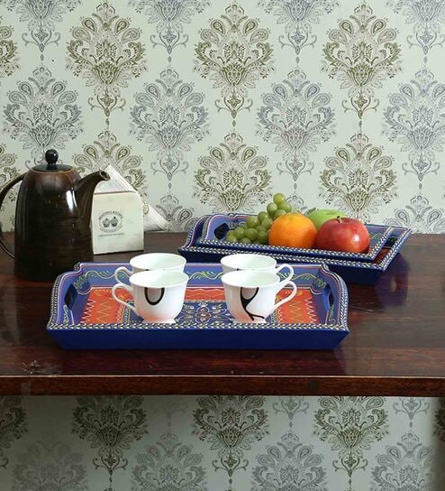 Basti Green (Set of 3) MDF Serving Tray