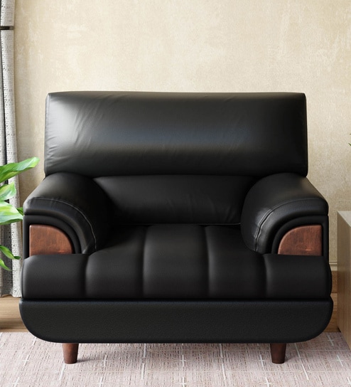 Bayflow Leatherette 1 Seater Sofa In Black Colour