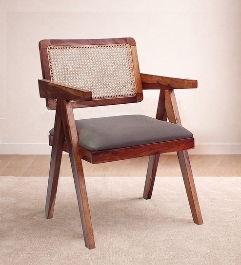 Bayline Sheesham Wood Dining Chair In Grey Color