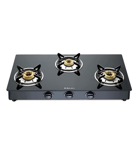 bajaj ss glass top 3 burner