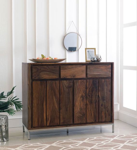 Buy Barda Multipurpose Storage Cabinet In Walnut Finish By The Armchair Online Mid Century Modern Cabinets Cabinets Furniture Pepperfry Product