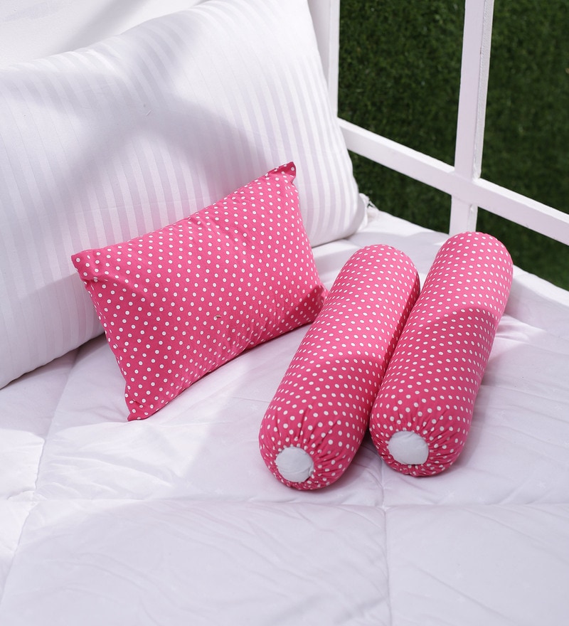 Buy Baby Bolster Pillow Set Pink Polka Dot Decorative Cuddle