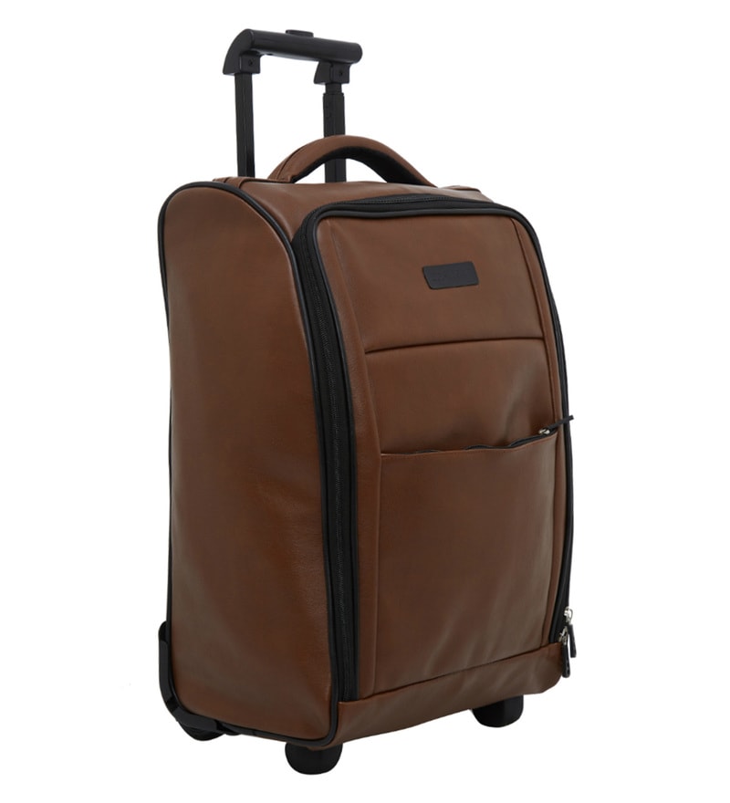 Buy Bags R Us Faux Leather Brown Cabin Trolley Bag ,36 Litres Online