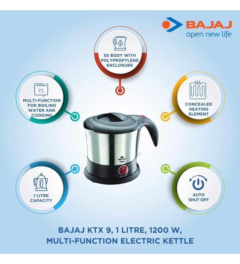 Buy Bajaj KTX9 Multifunction Electric Kettle 1Litre (Black/Silver