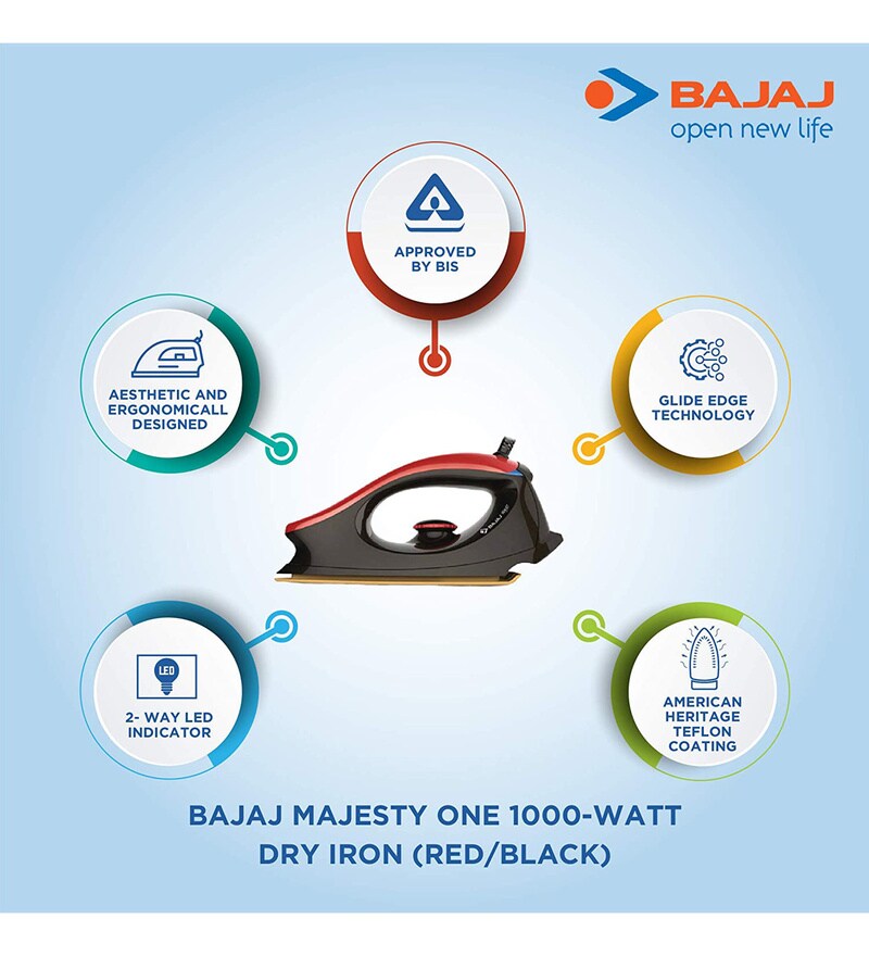 Buy Bajaj Majesty One 1000 Watt Dry Iron Online Iron and Steamers