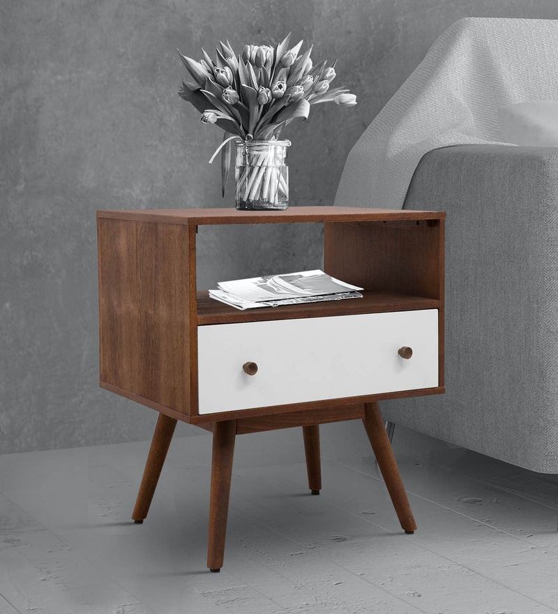 Buy Bamford BedSide Table in Walnut Finish by CLG Retail Online Mid