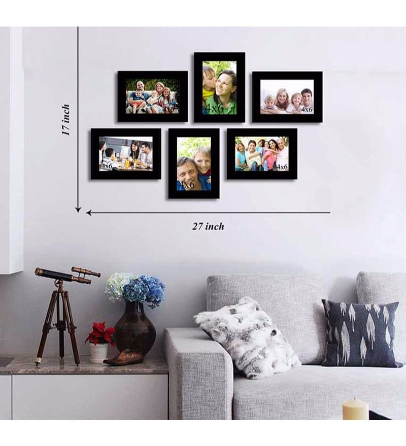 Buy Black Synthetic Wood wall photo frame set of 6 By Art Street Online ...