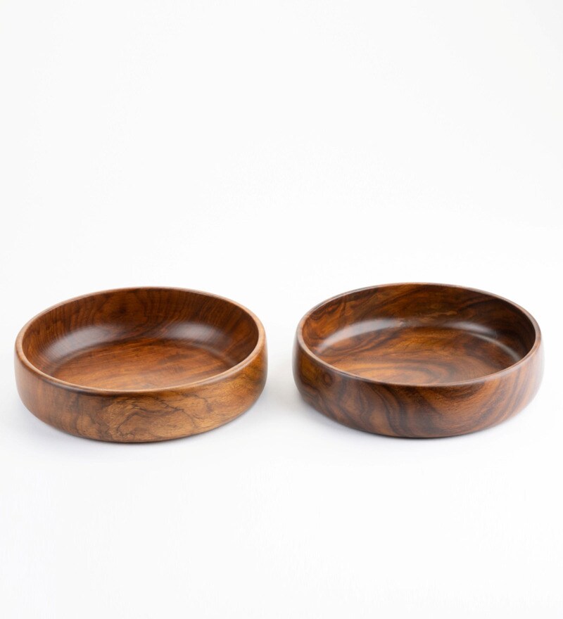 Buy Baro Sheesham Wood (Set of 2) Serving Bowls by THINK ARTLY Online