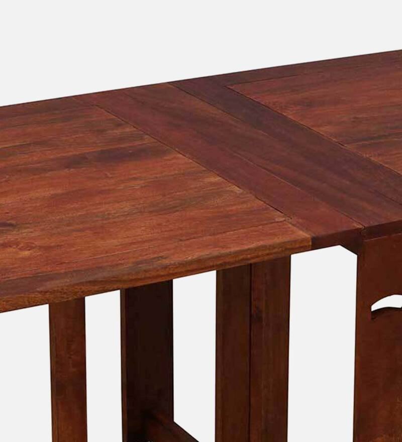 Buy Barcelona Solid Wood 6 Seater Foldable Dining Table In Honey Oak