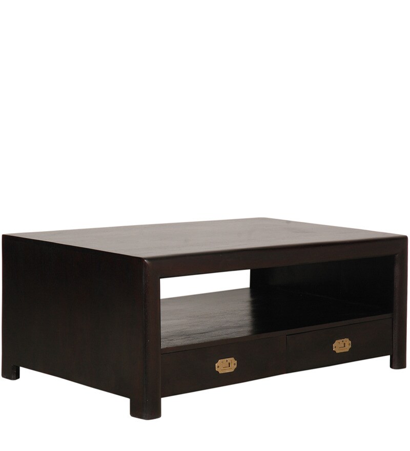 Buy Tampa Solid Wood Coffee Table With Four Drawers In Espresso
