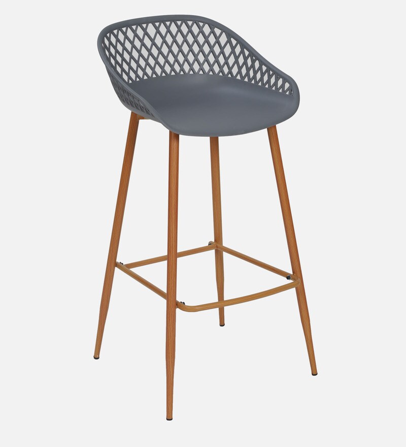Buy Basket Bar Stool In Grey Colour By Decorative Online Contemporary