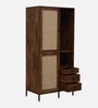Baarn Mango Wood Wardrobe In Rustic Teak Finish With Drawer