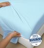 Baby Blue Solid 1000 TC Cotton Super King Sized Bedsheet with 4 Pillow Covers