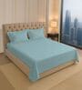 Baby Blue Solid 400 TC Cotton King Sized Bedsheet with 2 Pillow Covers
