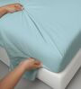 Baby Blue Solid 400 TC Cotton King Sized Bedsheet with 2 Pillow Covers