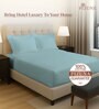 Baby Blue Solid 400 TC Cotton King Sized Fitted sheet with 2 Pillow Covers