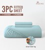 Baby Blue Solid 400 TC Cotton Queen Sized Fitted sheet with 2 Pillow Covers