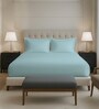Baby Blue Solid 400 TC Cotton Queen Sized Fitted sheet with 2 Pillow Covers