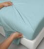 Baby Blue Solid 400 TC Cotton Single Sized Bedsheet with 1 Pillow Cover