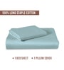 Baby Blue Solid 400 TC Cotton Single Sized Bedsheet with 1 Pillow Cover