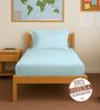 Baby Blue Solid 400 TC Cotton Single Sized Fitted sheet with 1 Pillow Cover
