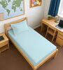 Baby Blue Solid 400 TC Cotton Single Sized Fitted sheet with 1 Pillow Cover
